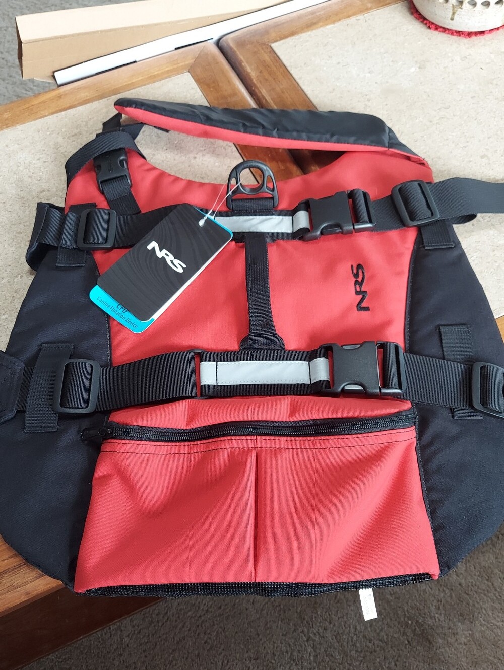 NWT NRS Red and Black Dog Life Jacket
